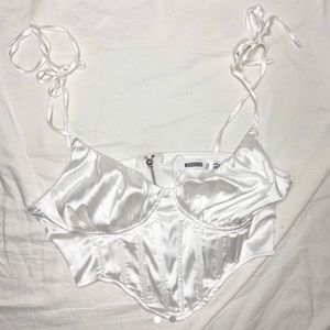 Missguided bustier white satin top